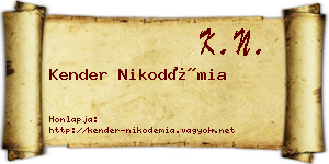 Kender Nikodémia névjegykártya